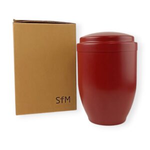SFM red ceramic cremation urn with original box